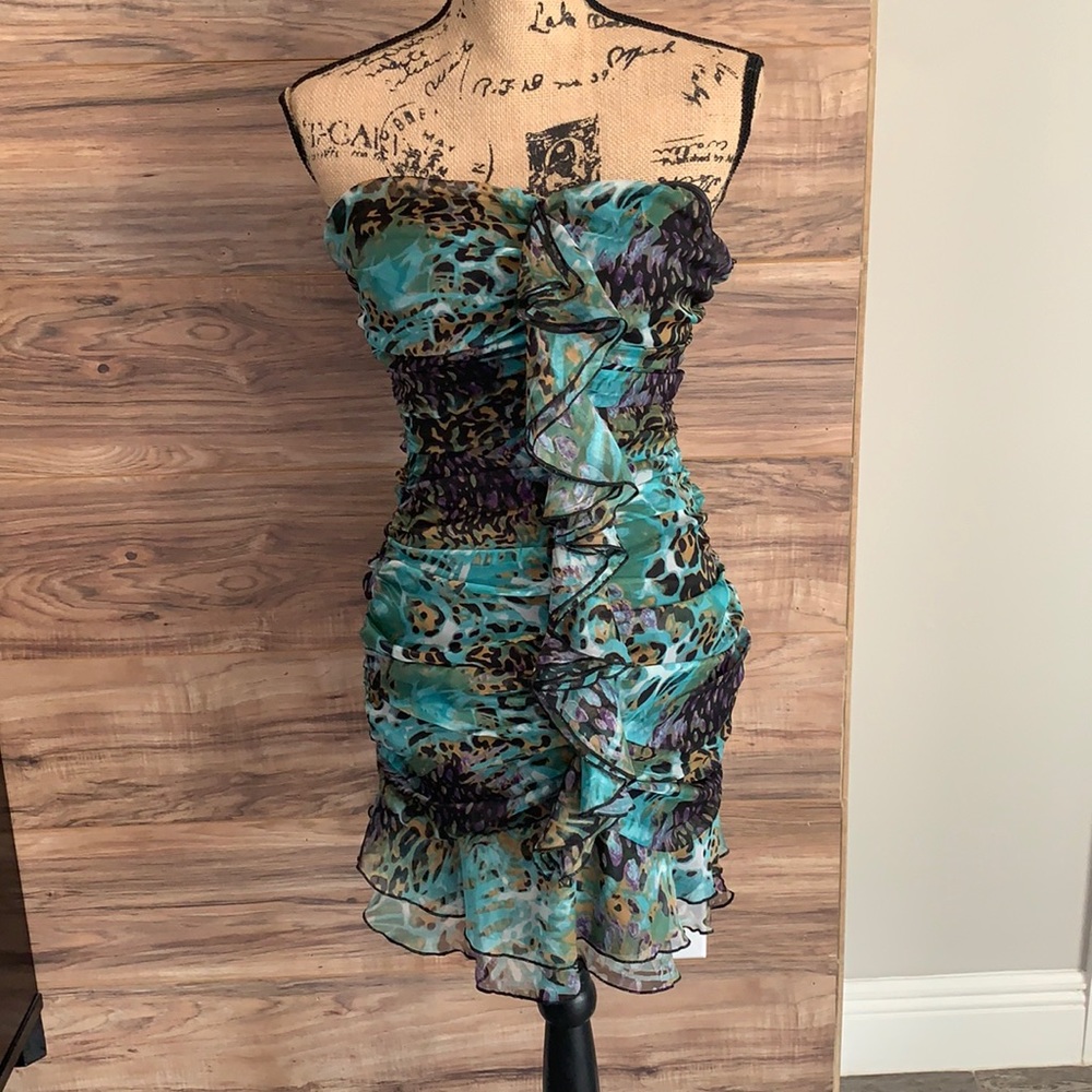 Multi Color Strapless Sexy Dress.